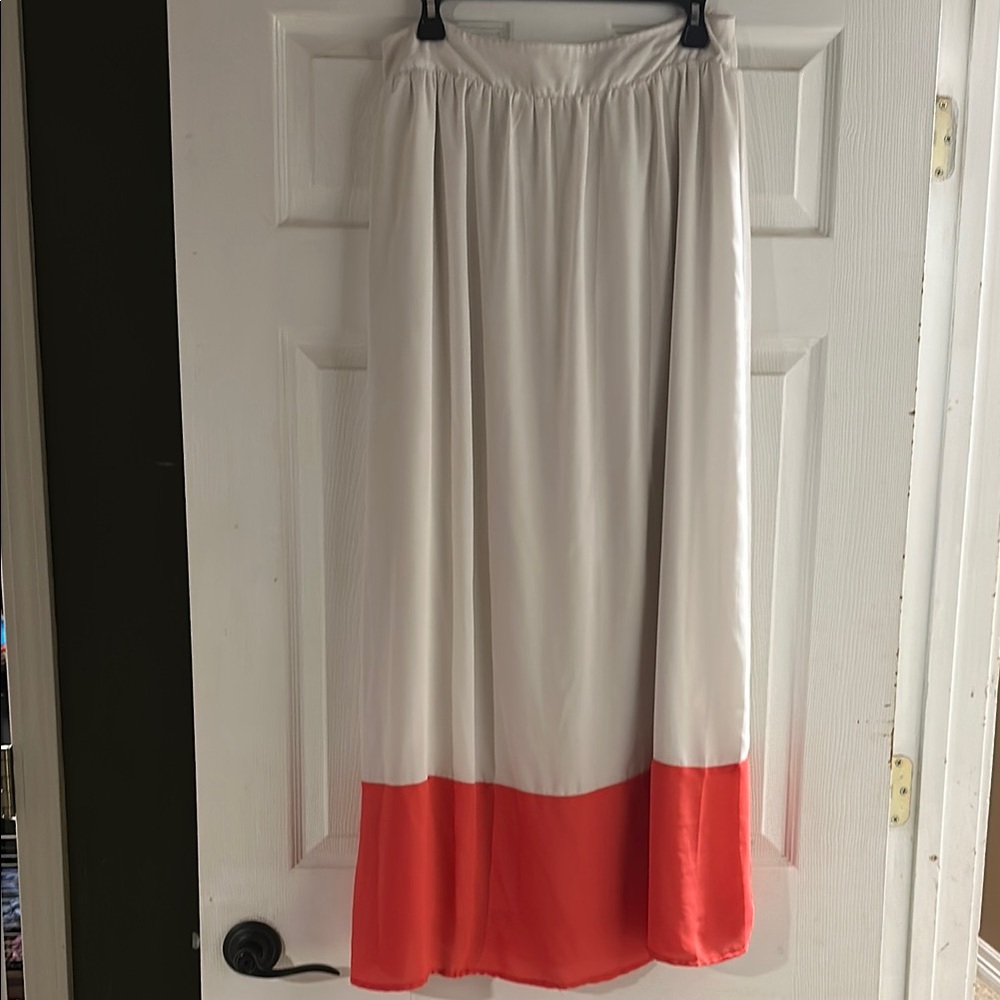 Pink Owl White and Coral Maxi Skirt, Size L